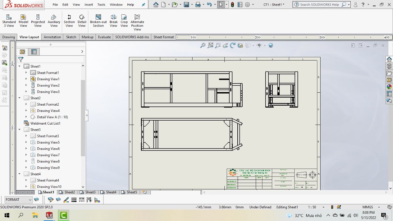 Hướng dẫn bóc tách  bản vẽ gia công thực tế bằng Solidworks # 2