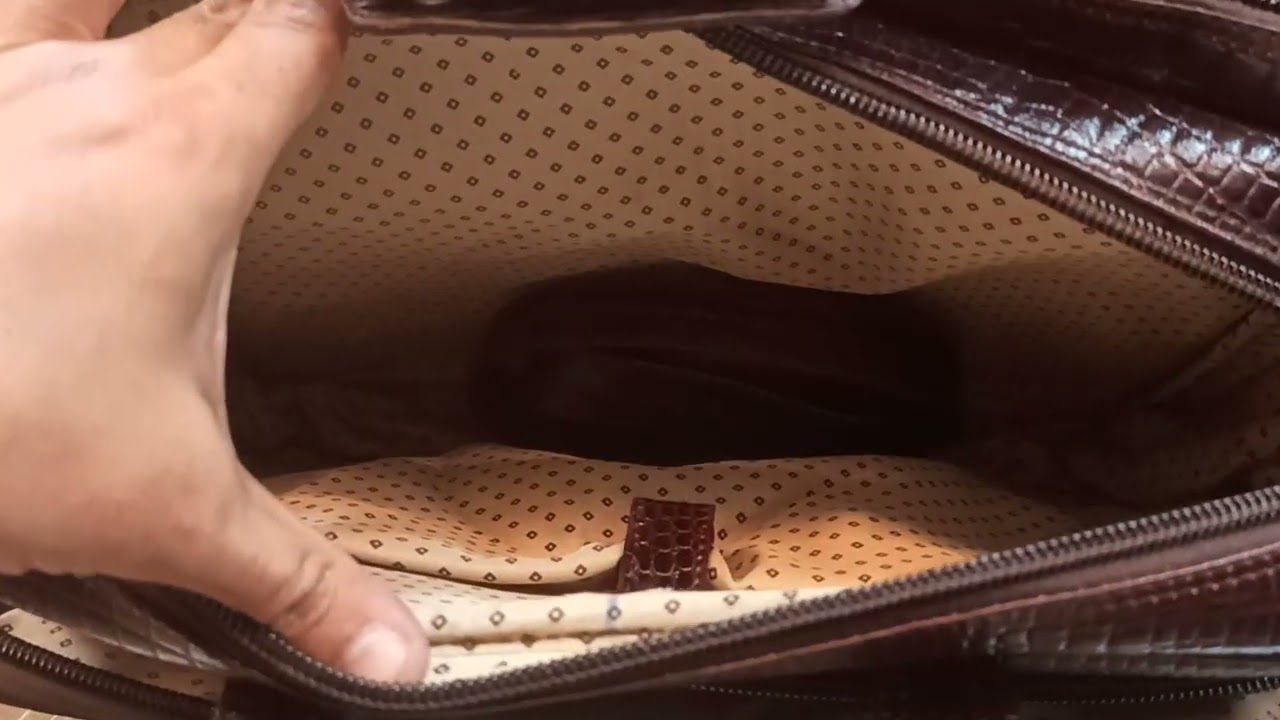 Pure Leather Three Compartment Crocodile Print Buffalo Leather Laptop Bag To Order ☎️ -9892220126