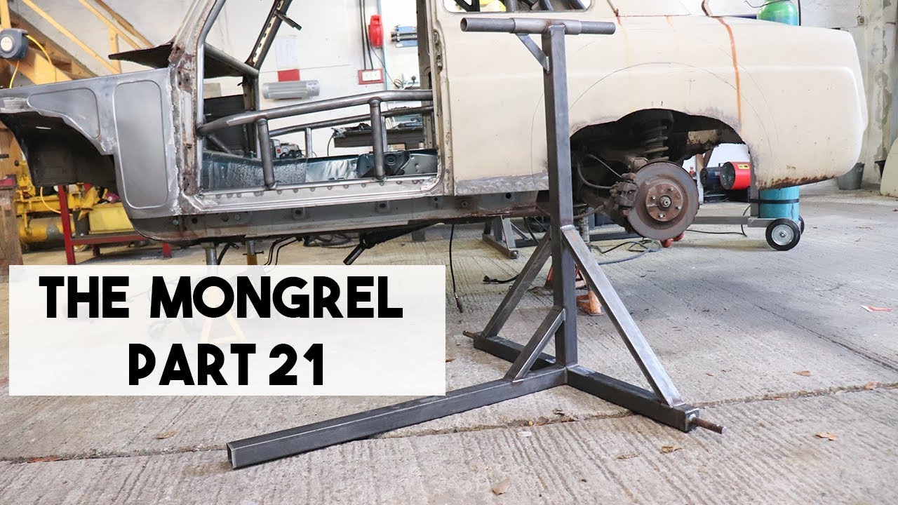 BUILDING A BASIC ROLL OVER CAR JIG, ROTISSERIE, SPIT. MX5 MIATA WITH A 1950s FORD BODY SWAP.