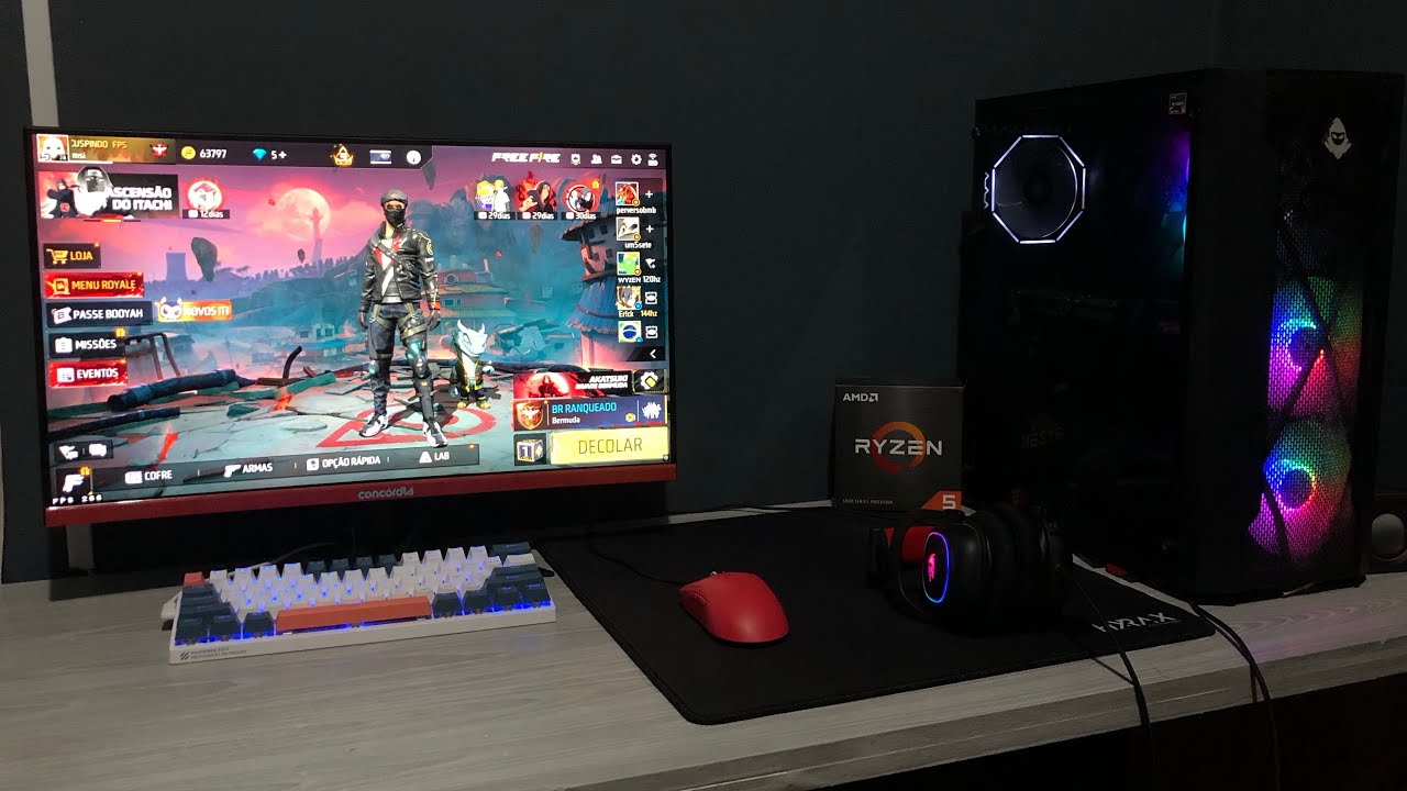 RYZEN 5 5600 + GTX 1660 SUPER 🤩TESTE DE DESEMPENHO FREE FIRE 🎯 RANK SOLO GRÁFICOS NO SUAVE +200 FPS