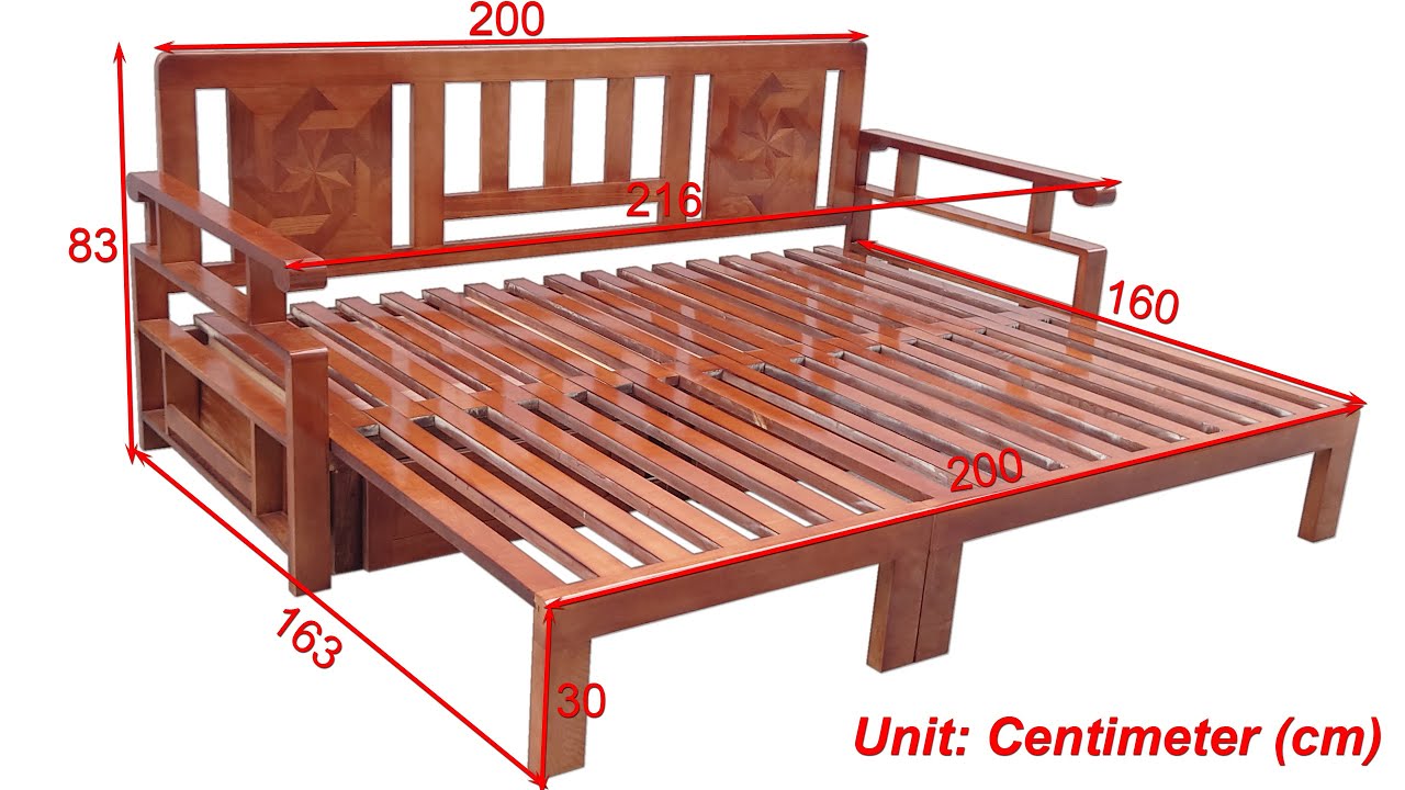 Wooden Sofa Combined With Bed Large Size | Sofa Kết Hợp Với Giường Gỗ Kích Thước Lớn | Do Go 24H