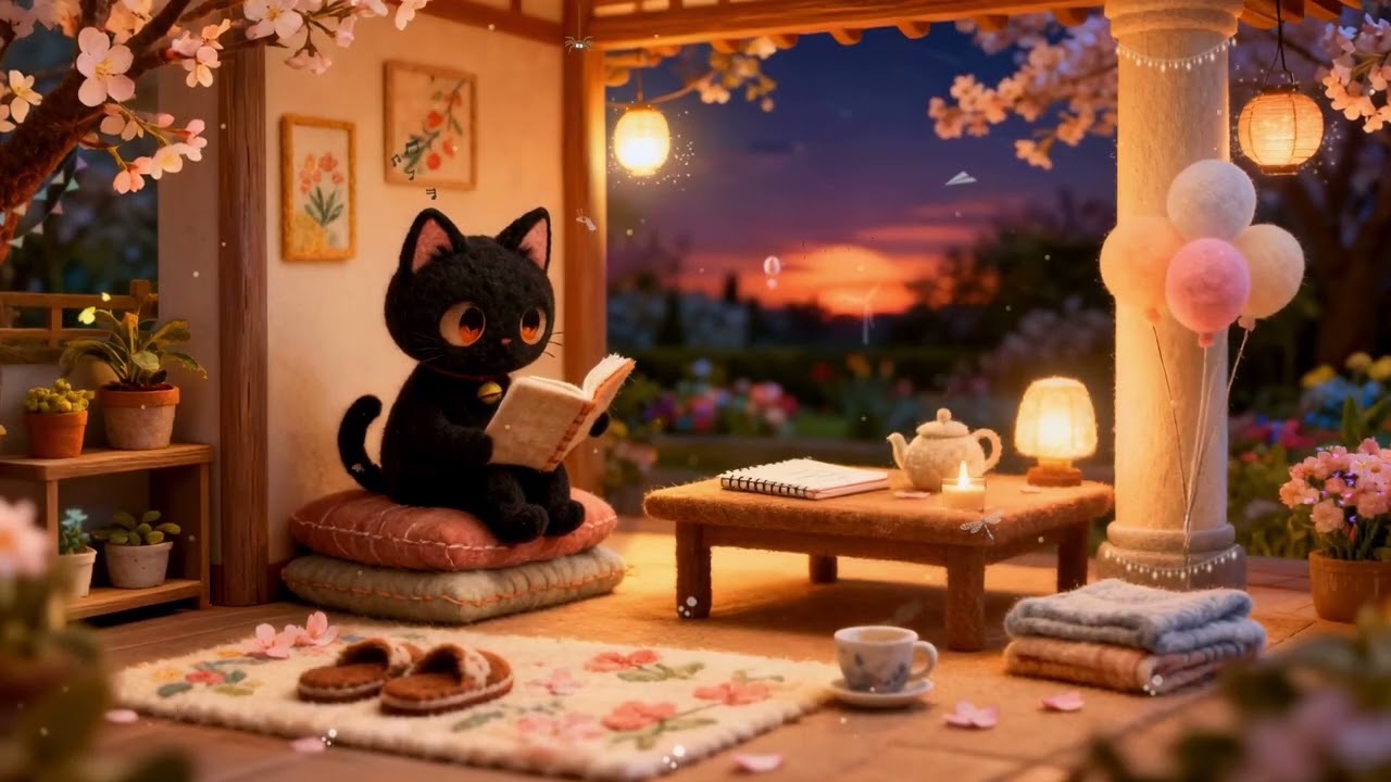 Don’t compete with others 📚 Lofi Jazz Beats 🎶 for a cozy, relaxing study session with Loki cat vibes