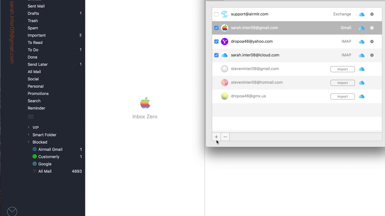Airmail : How to add Local account