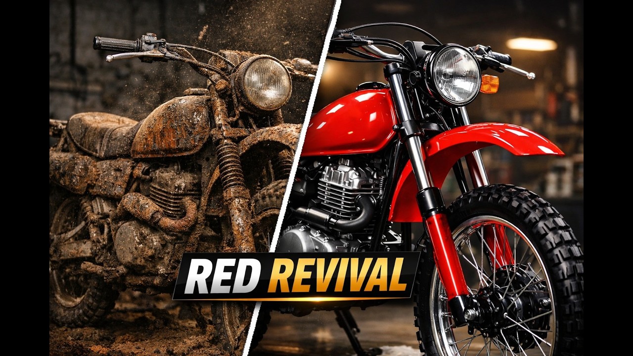 Classic Red Off Road Motorcycle Restoration