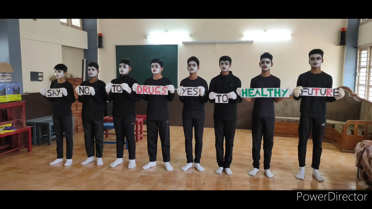 mime act presented by Balaji school students against drug abuse