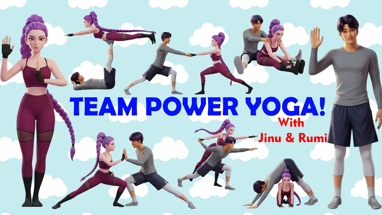 Team Power Yoga With Jinu & Rumi 15  | KPop Demon Hunters | Yoga for Kids