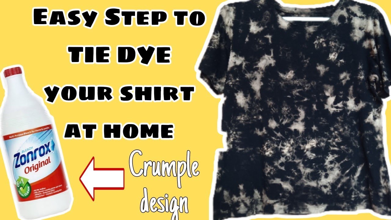Bleach tie dye using Zonrox ( CRUMPLE DESIGN ) Black t-shirt