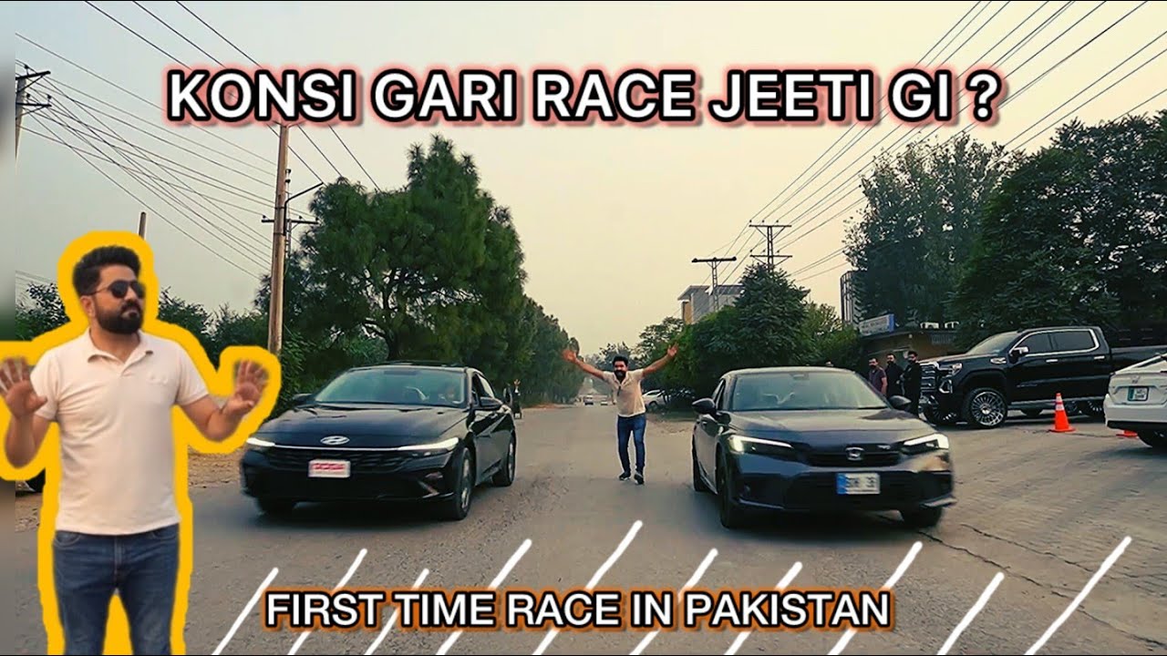 New Elantra 2024 vs Honda Civic Rs | First time race in Pakistan | Goga Car Classic