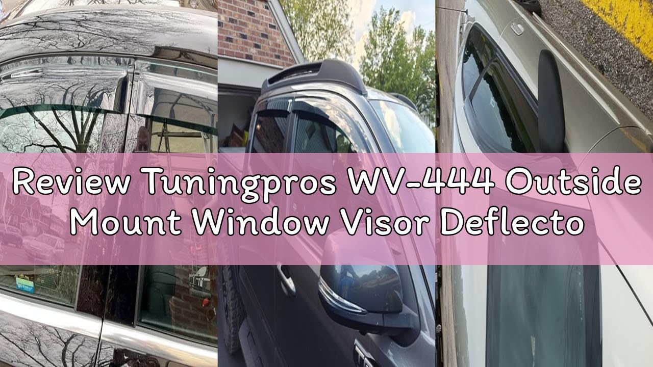 Review Tuningpros WV-444 Outside Mount Window Visor Deflector Rain Guard Dark Smoke 4-pc Set, Compat