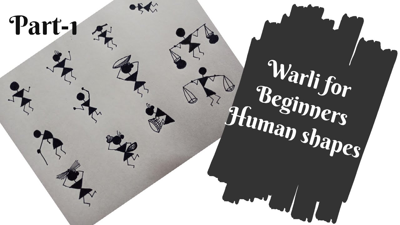 Warli art for beginners /12 basic Human shapes/Part - 1