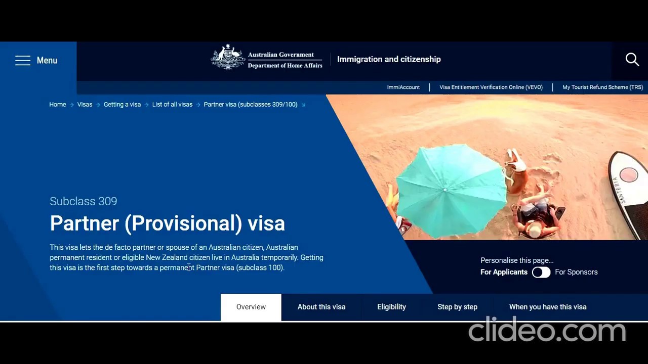 How to Apply Subclass 309 Partner Provisional visa for Australia Step by Step Online