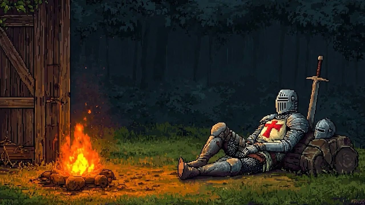 Fireside Solitude 🌲 Relaxing Medieval Lofi with Crackling Fire for Focus & Sleep