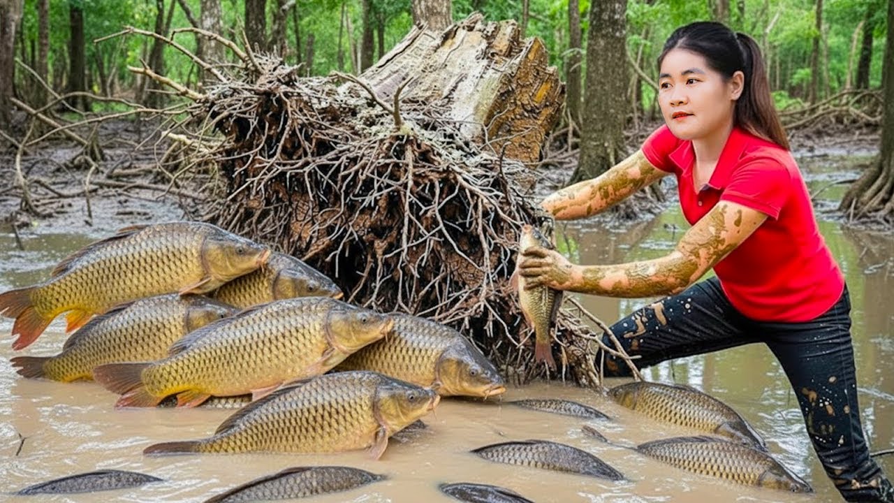Harvesting 1000+ Carp & Fish From A Forest Stream Has A Lot Of Fish & Goes Market to Sell