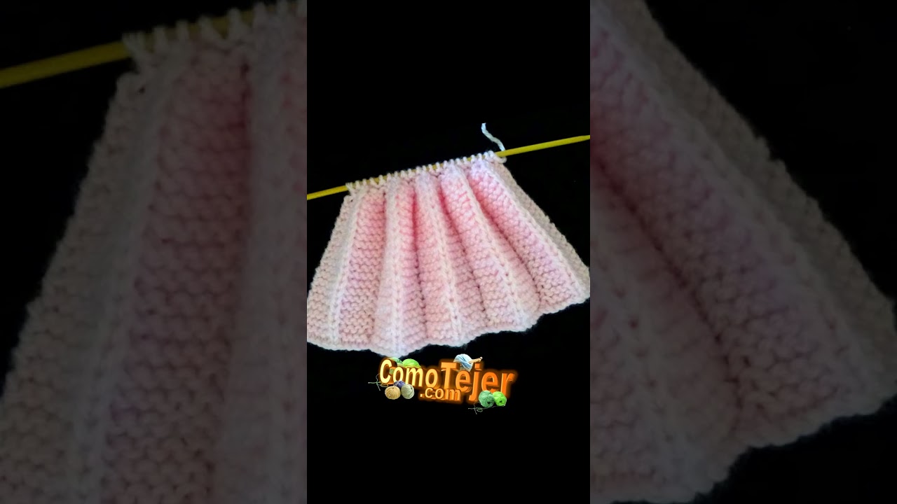 Cómo Tejer Punto Plisado/Tablas Reversible Falda/Vestido 2 agujas, palitos (191)