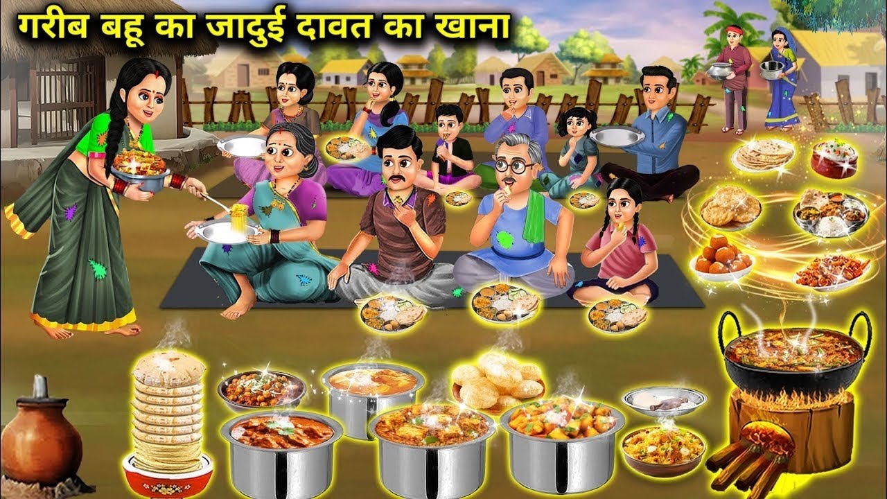 गरीब बहू का जादुई दावत का खाना | Hindi Cartoon Stories| moral kahaniya | 