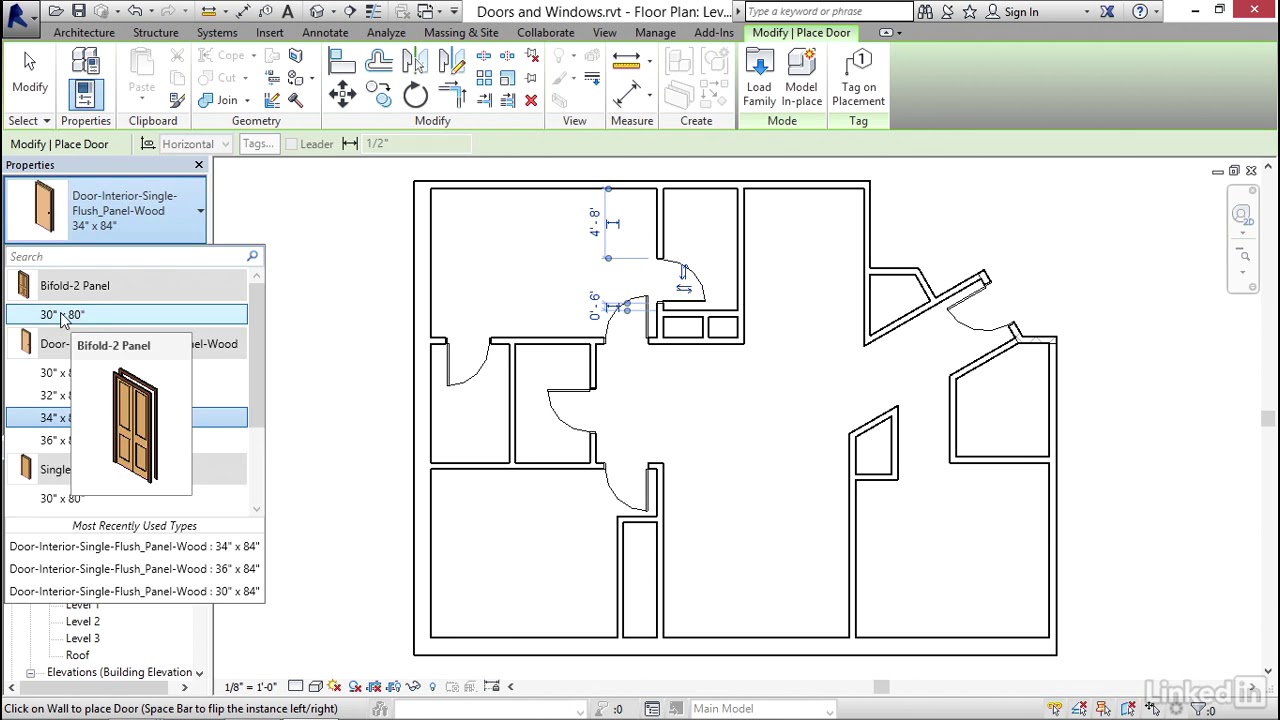 Учебное пособие по Revit &mdash; Двери, окна и методы