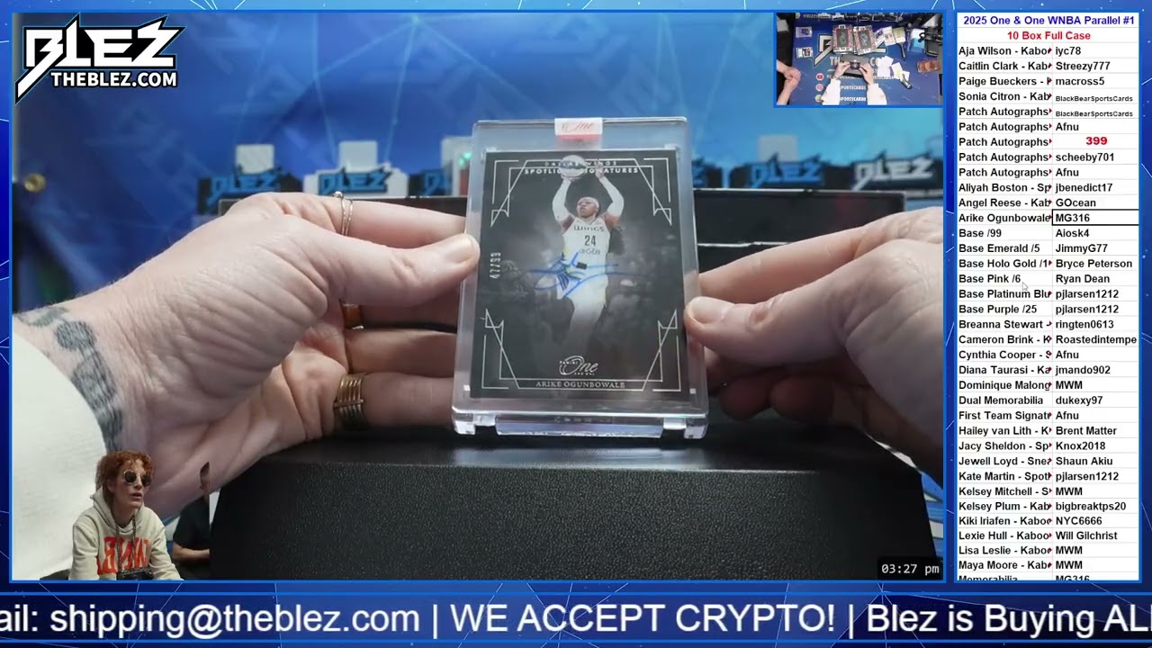 Panini One & One WNBA 2025, 10 коробок, полный кейс, выпуск №1, выберите свою параллельную версию.