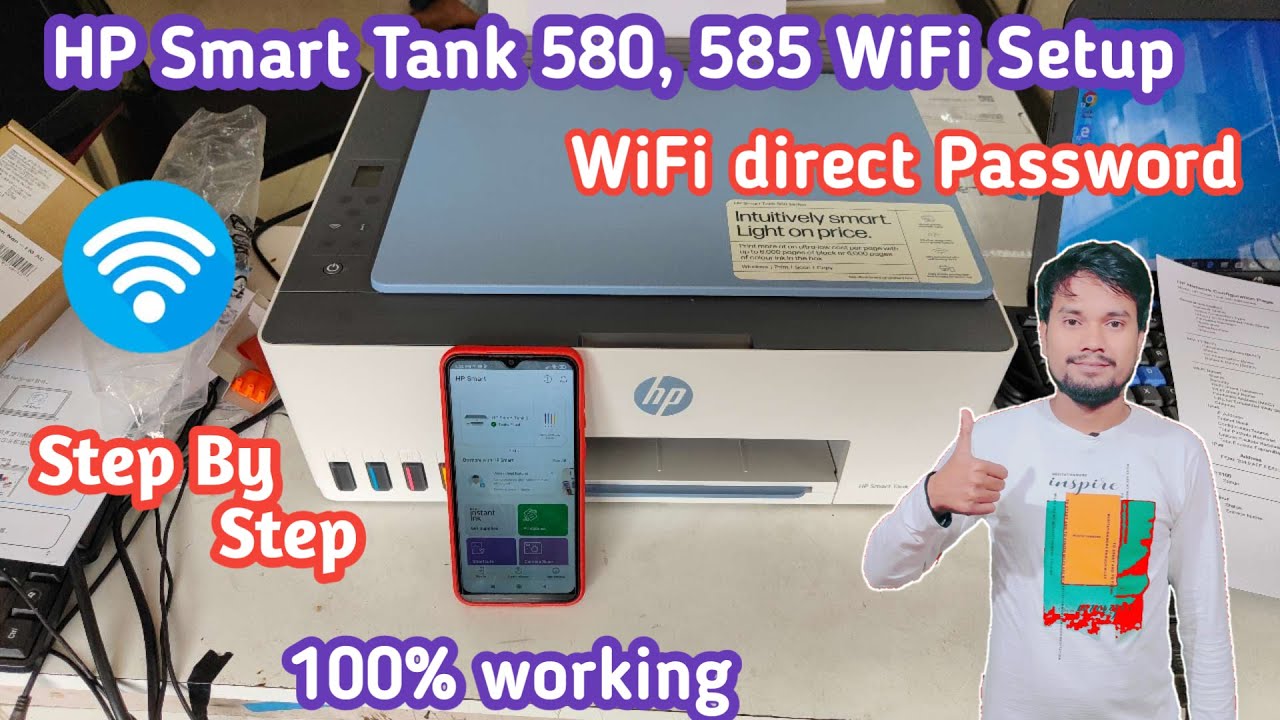 HP Smart Tank 580, 585 WiFi Setup | How to find WiFi direct Password & Print in HP Smart Tank 580