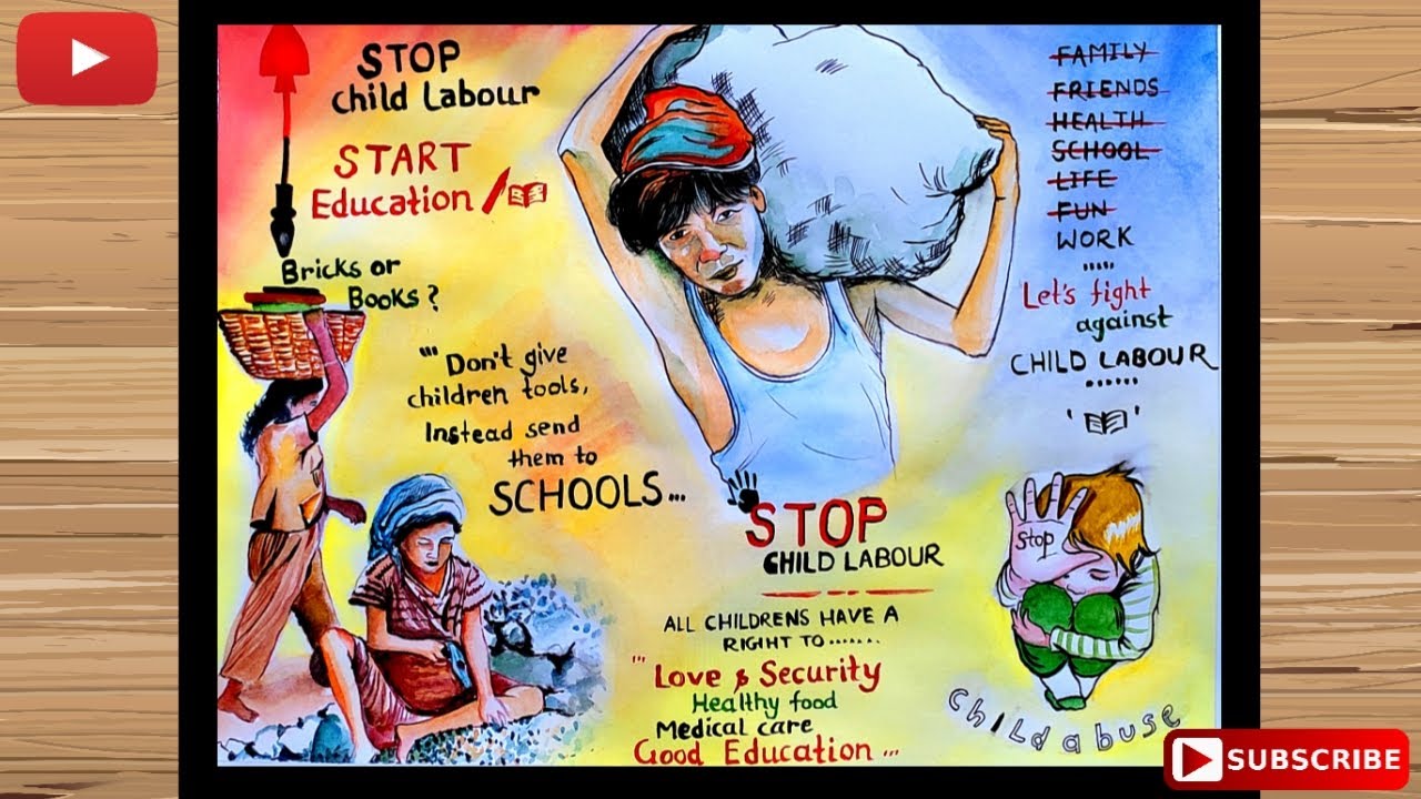Drawing for stop child labour | How to draw child labour drawing | STOP CHILD LABOUR 2021