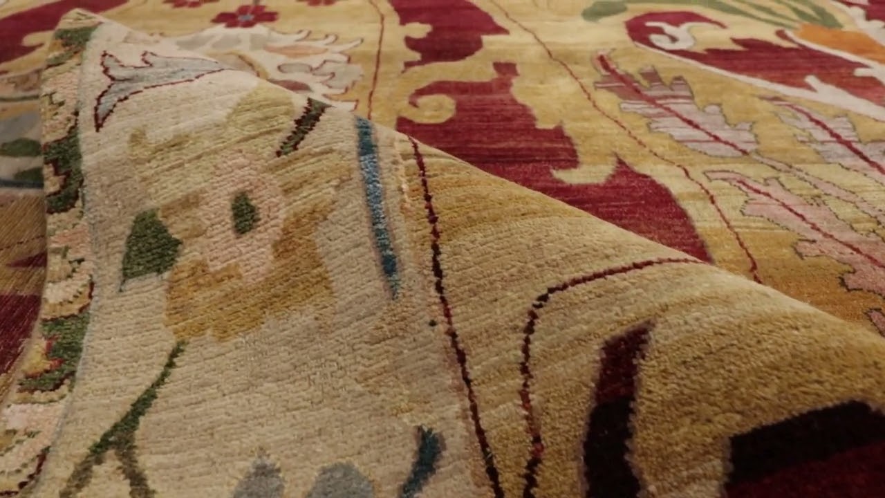 Rug & Kilim&rsquo;s Persian-Inspired Rug in Crimson and Gold Floral Patterns -35118