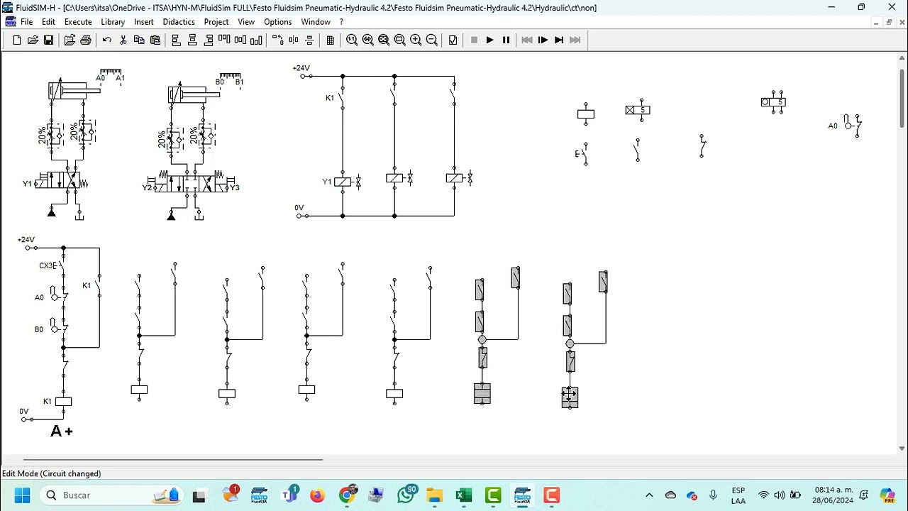 SIMULACION  DE  PRENSA  ELECTROHIDRAULICA FLUID  SIM  H  CICLO X3 RESET