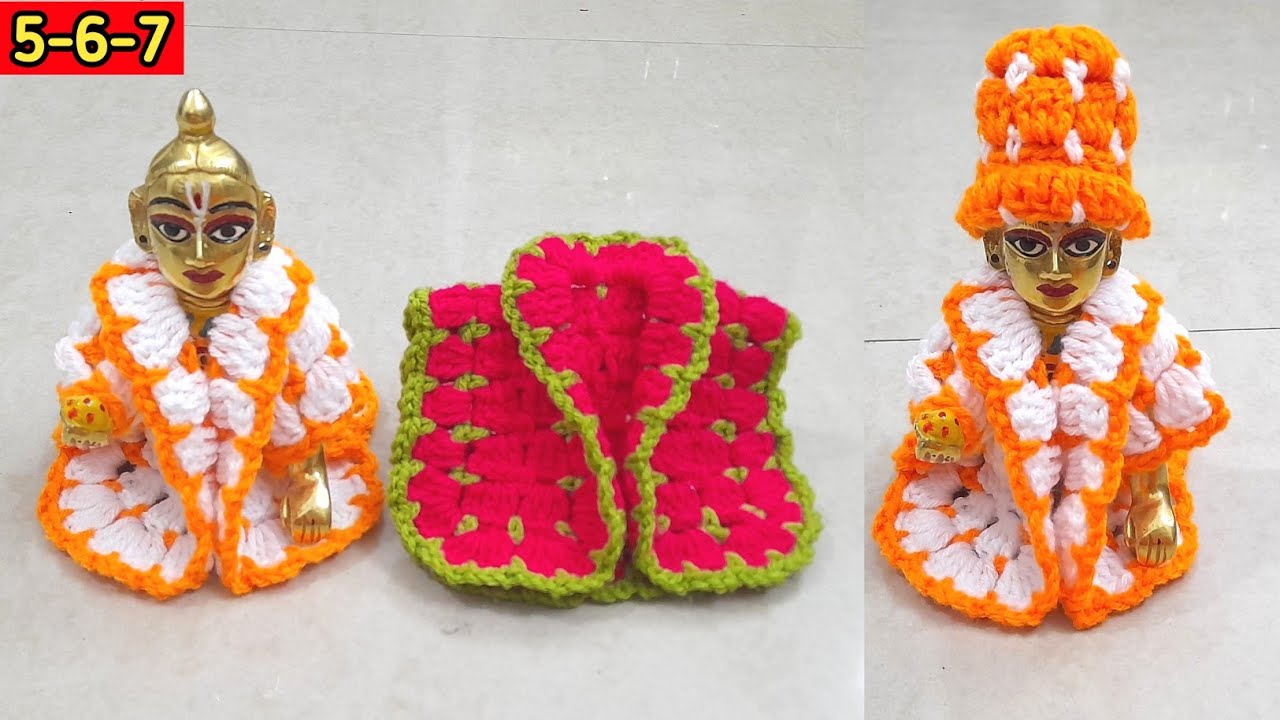 Laddu gopal winter jacket with cap | crochet hat  | Kanha ji crochet poncho hoodie | Poncho with cap