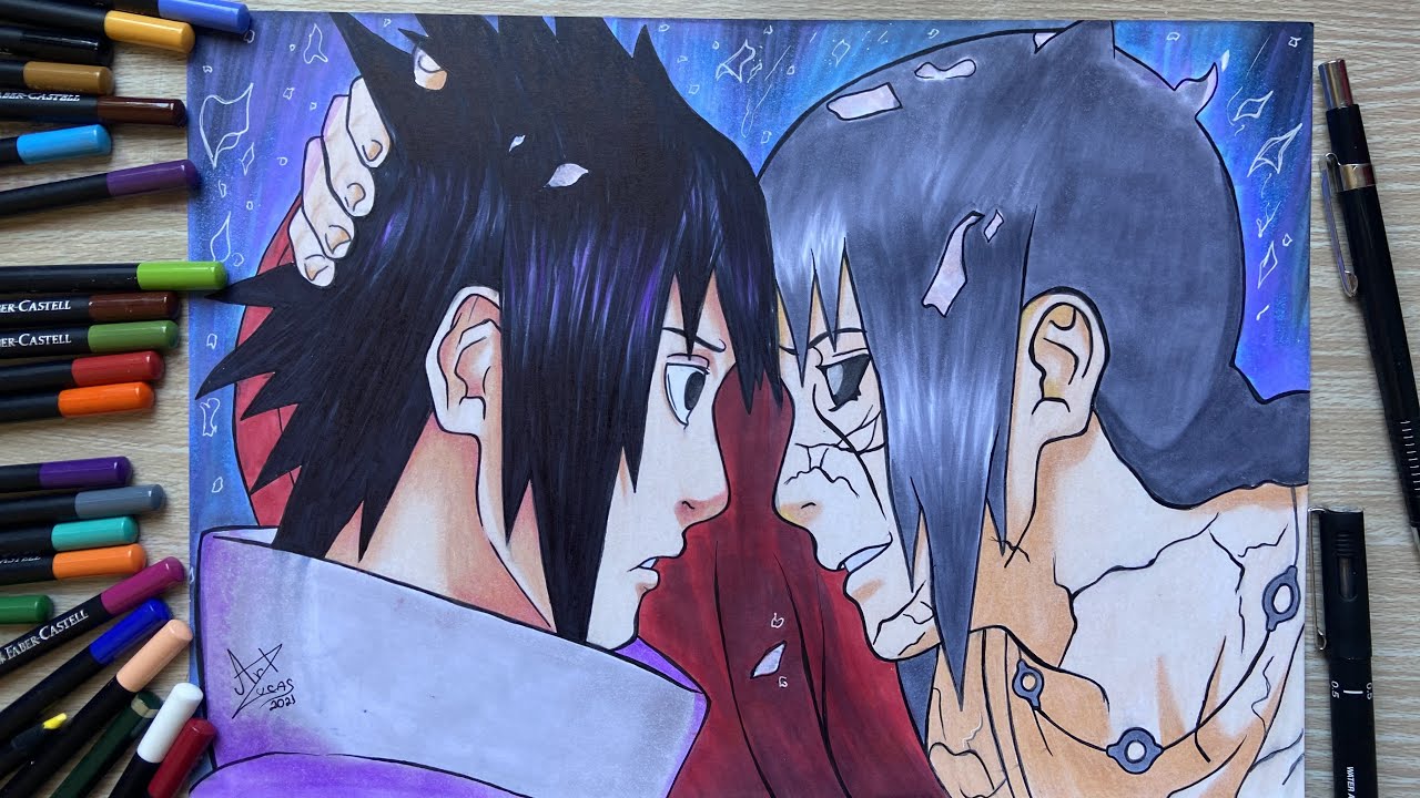 Como desenhar o Sasuke / Itachi - Tutorial passo a passo - Como Desenhar os Uchiha
