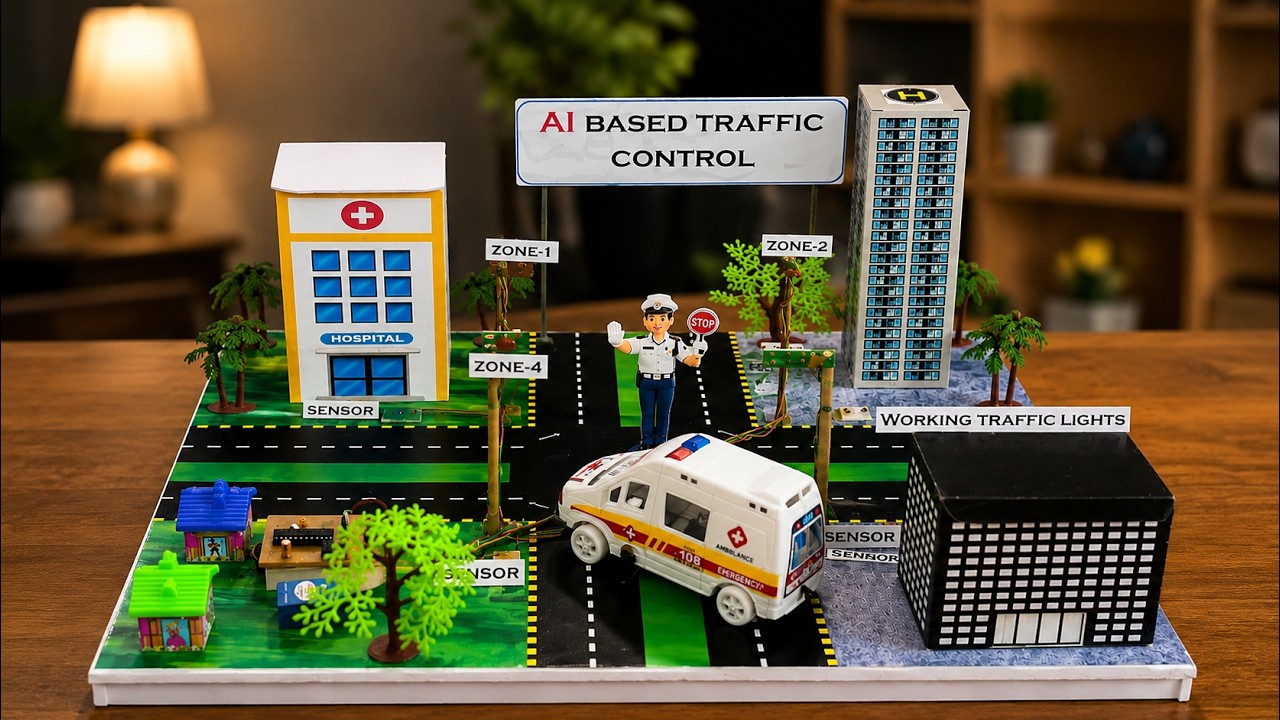 AI Powered Smart Traffic Control System | Smart Ambulance Model using Arduino school project