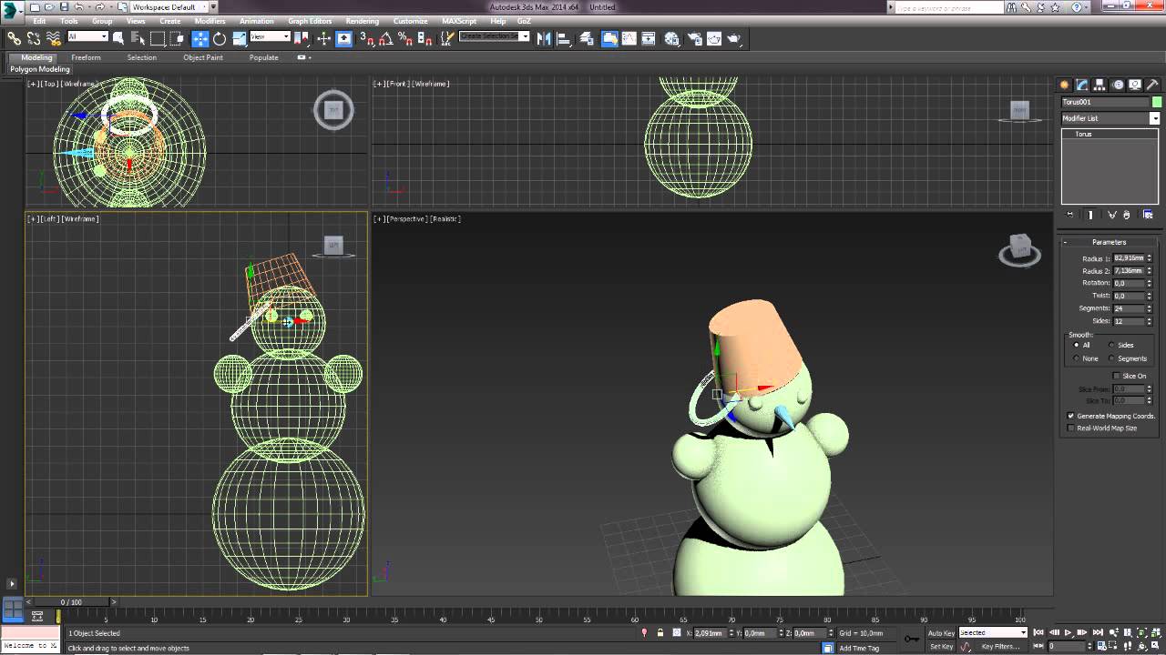 3D Max. Упражнение №3. Стандартные примитивы. Снеговик.