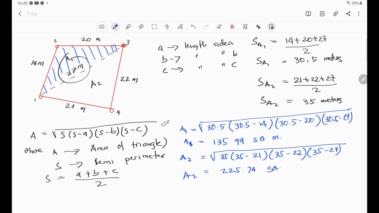 LOT AREA COMPUTATION ON IRREGULAR SHAPE HERON'S FORMULA