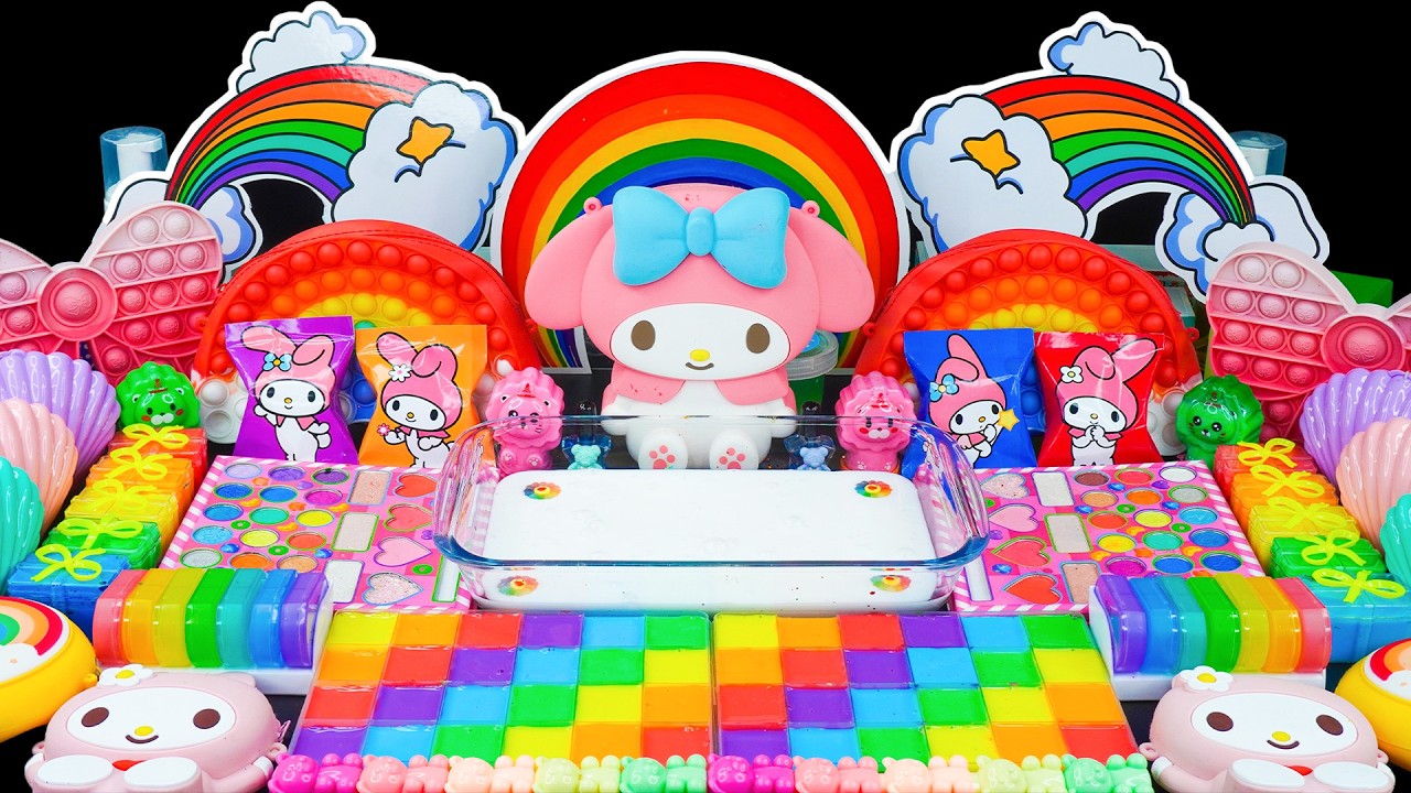 Regenbogen Slime Mixing mit My Melody 🌈 Entspannendes & Befriedigendes ASMR