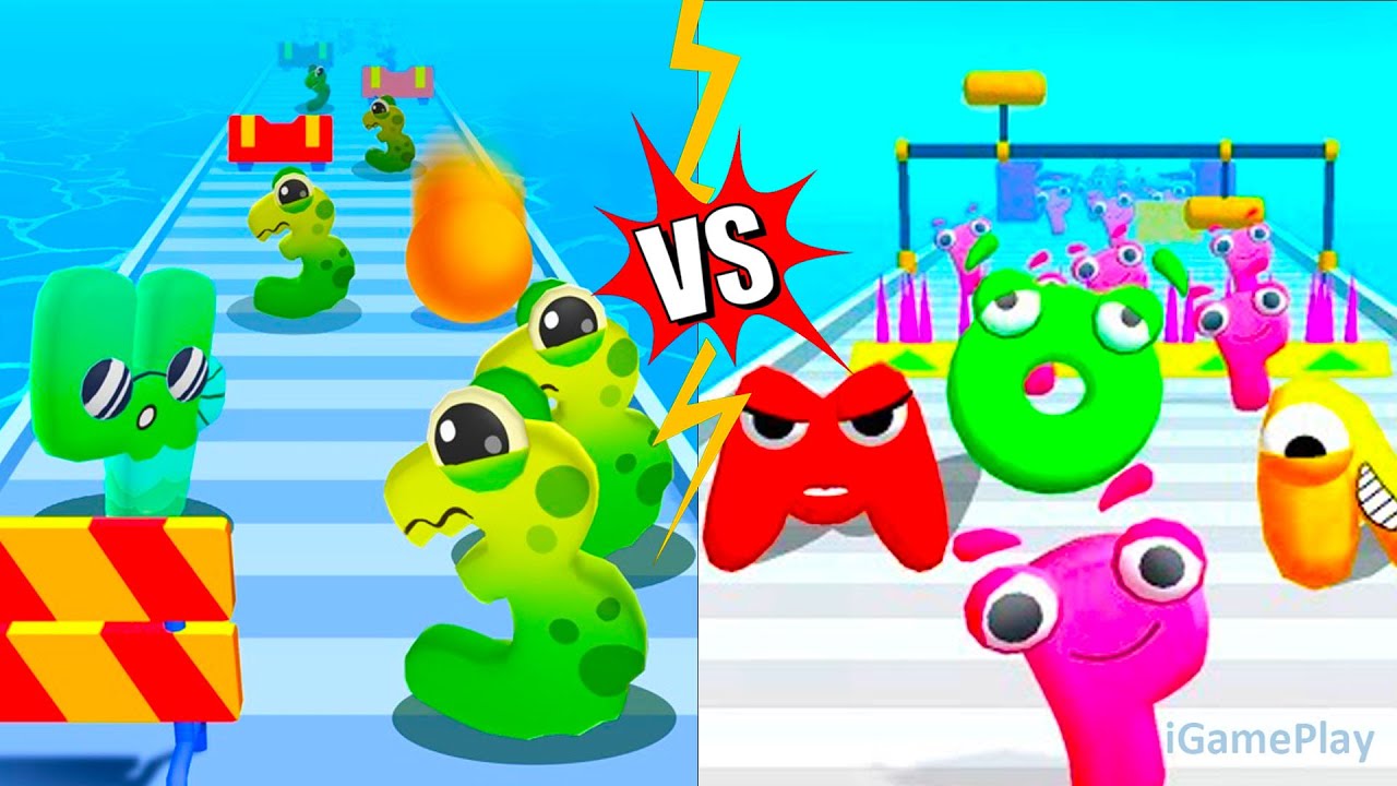 Number Run Merge 3D Math Vs Alphabet Run ABC Letter Go ⭐ Merge Simulator Battles
