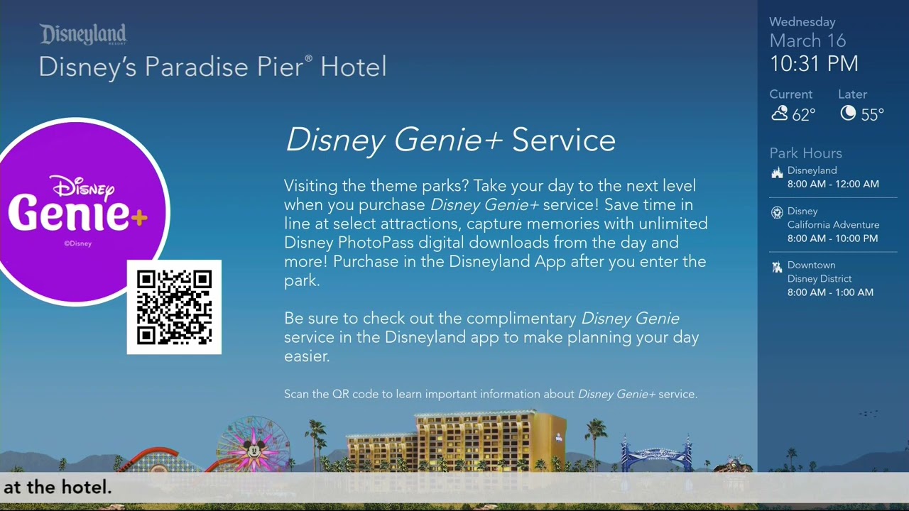 Disney's Paradise Pier Hotel TV - Disneyland Today Channel (Full Loop)