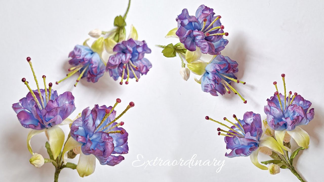 DIY, Cecile' Fuchsia flower from Satin Ribbon | Extraordinary Satin Flowers | 4K | CyzecoSRF#48