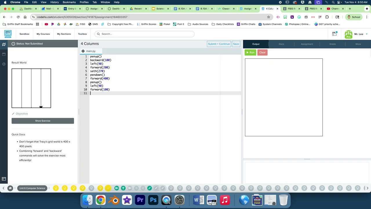Computer Science CodeHS #606 4 Columns