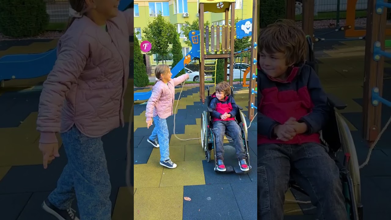 Little Girl Shows True Kindness by Playing with Boy in Wheelchair #shorts