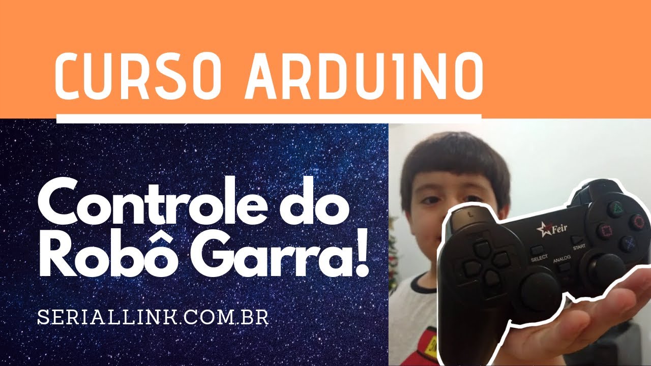 Controle PS2 Sem Fio do Rob&ocirc; Garra | Curso Arduino