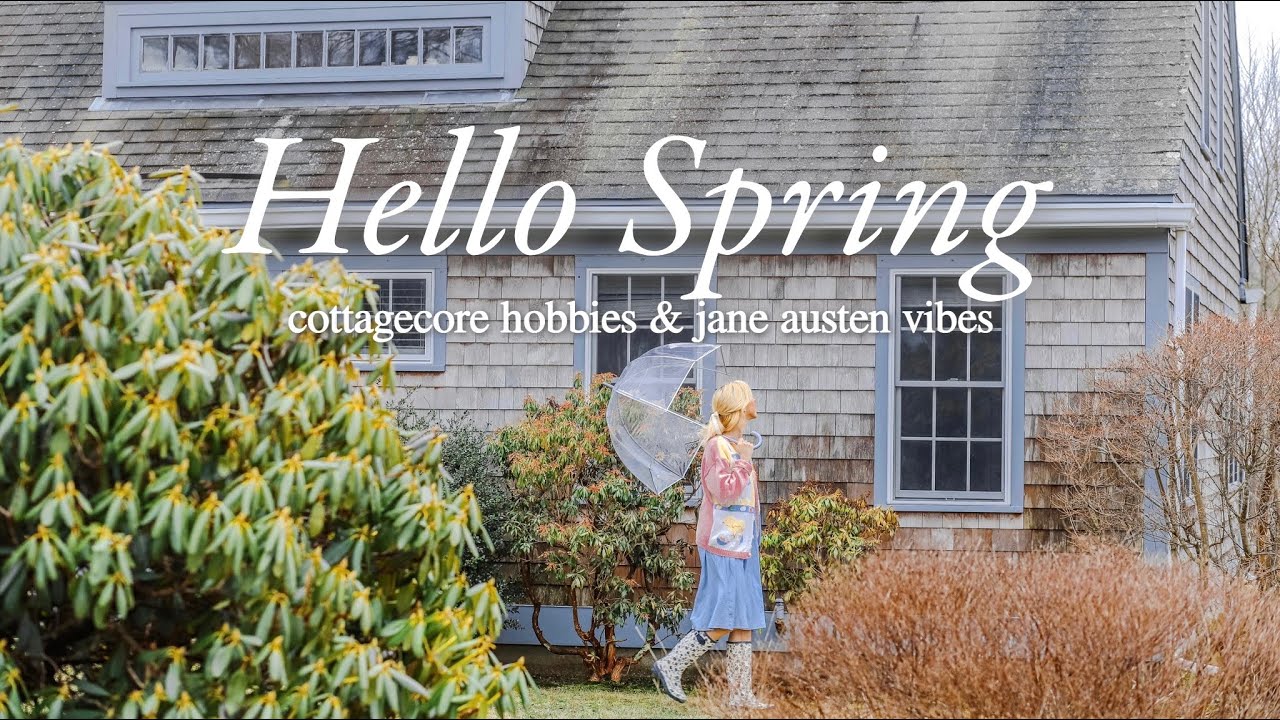 a rainy spring day at home ☔️ cottagecore hobbies, pride and prejudice vibes, springtime vlog