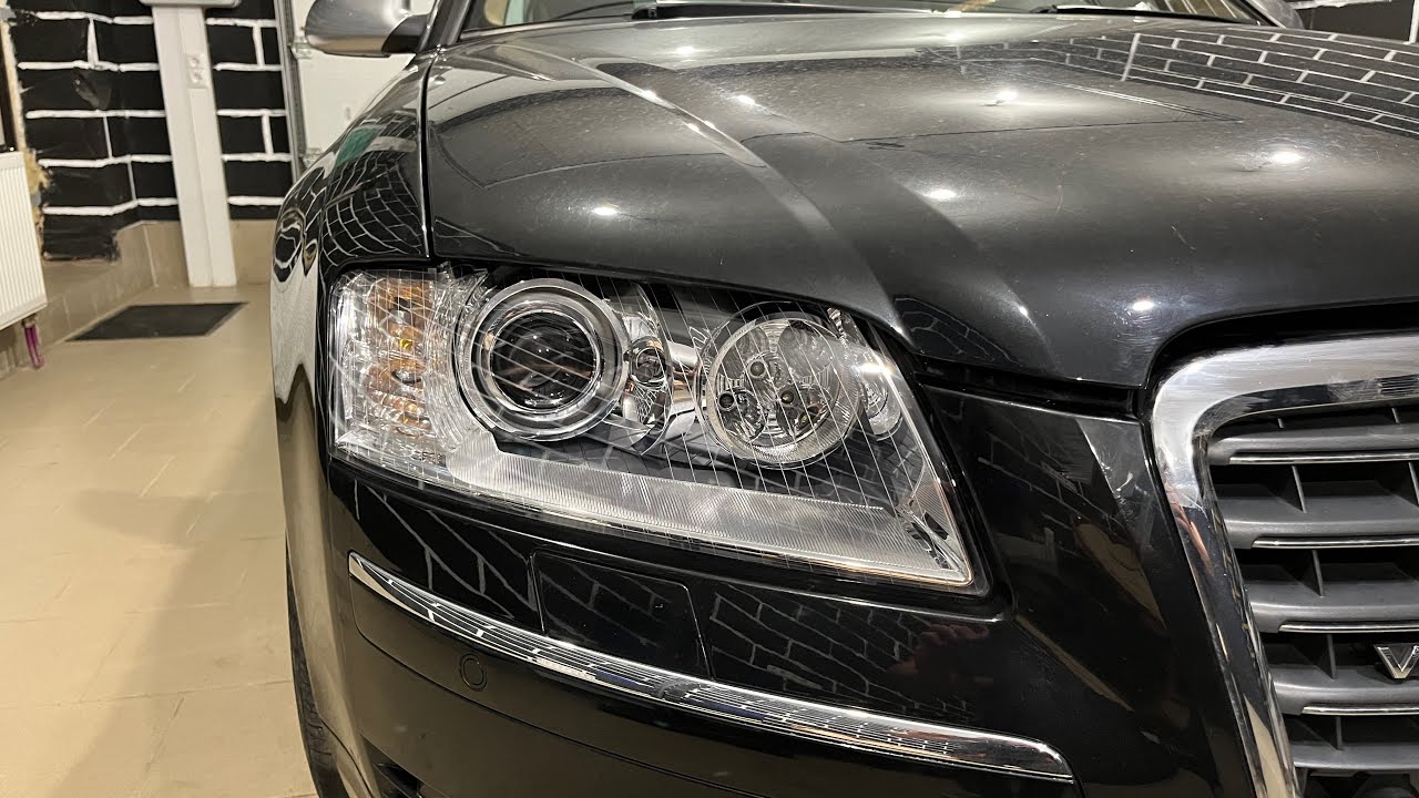 Audi A8 d3 - ремонт фар, замена линз, диодные Expression