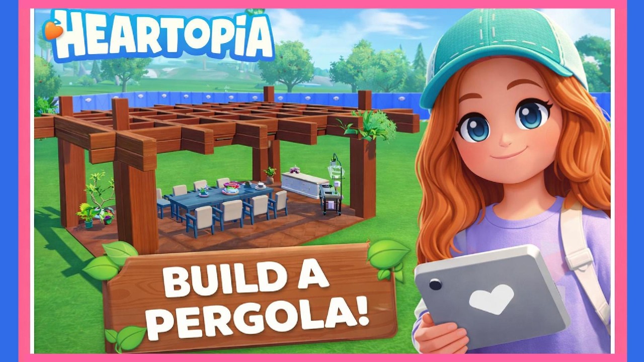 How to Build a Pergola in Heartopia 🌿 Cozy Garden Build Tutorial (Step-by-Step) 💗