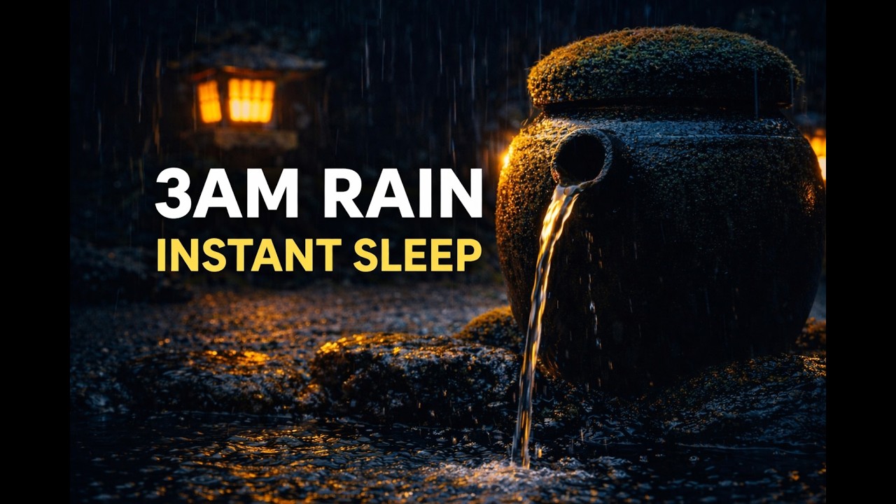 🔴 3AM Heavy Rain in Dark Zen Garden 🌧️ Instant Sleep LIVE 24/7