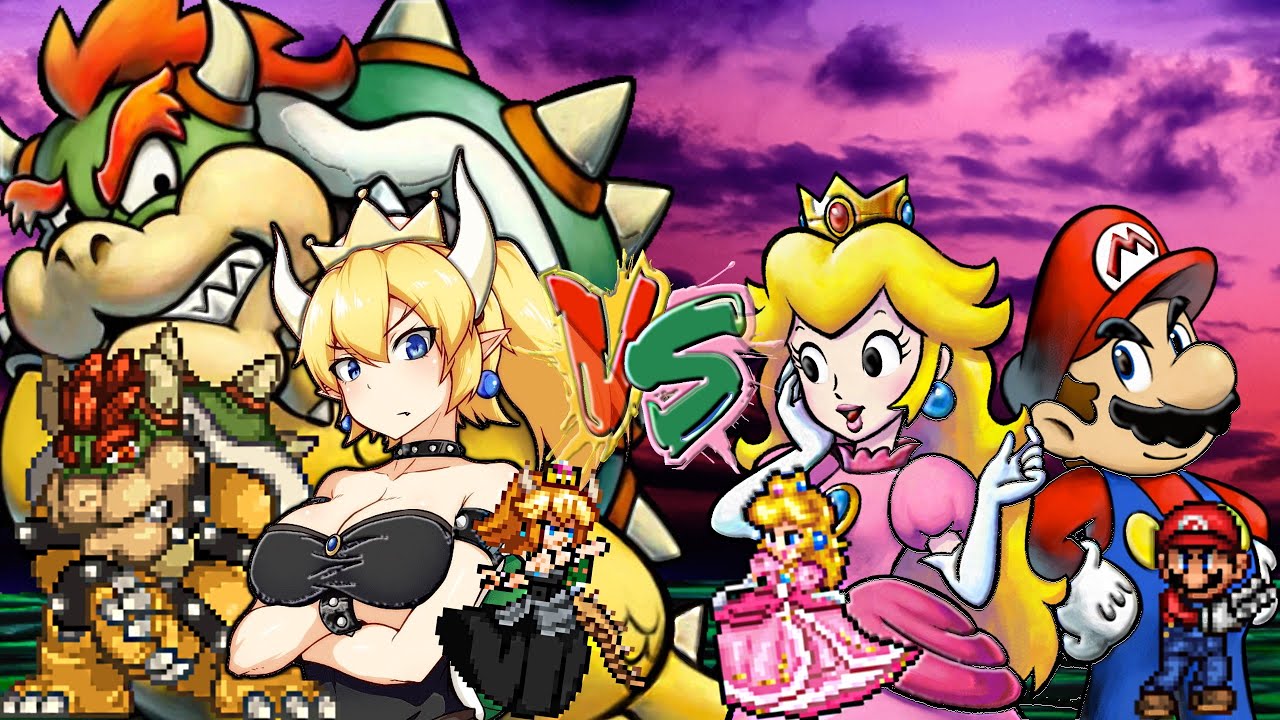Bowser & Bowsette Vs Mario & Peach (Super Mario Bros) Ikemen