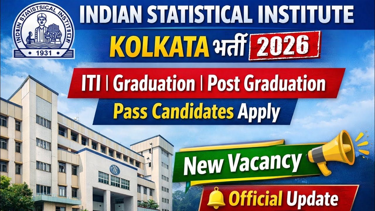 ISI Kolkata New Vacancy 2026 | ITI, Graduation, Post Graduation Pass | Govt Job