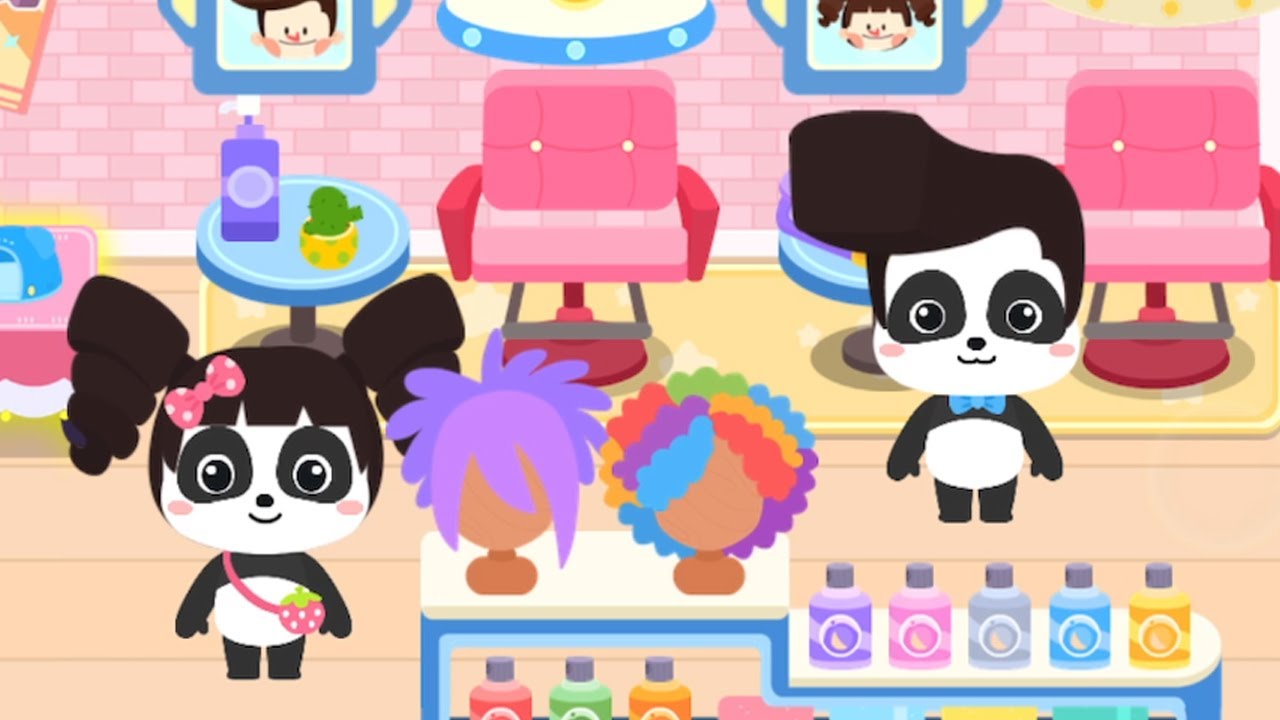 Little Panda's Town: My World - Kiki and Miumiu Going to The Barber Shop - Babybus Gameplay