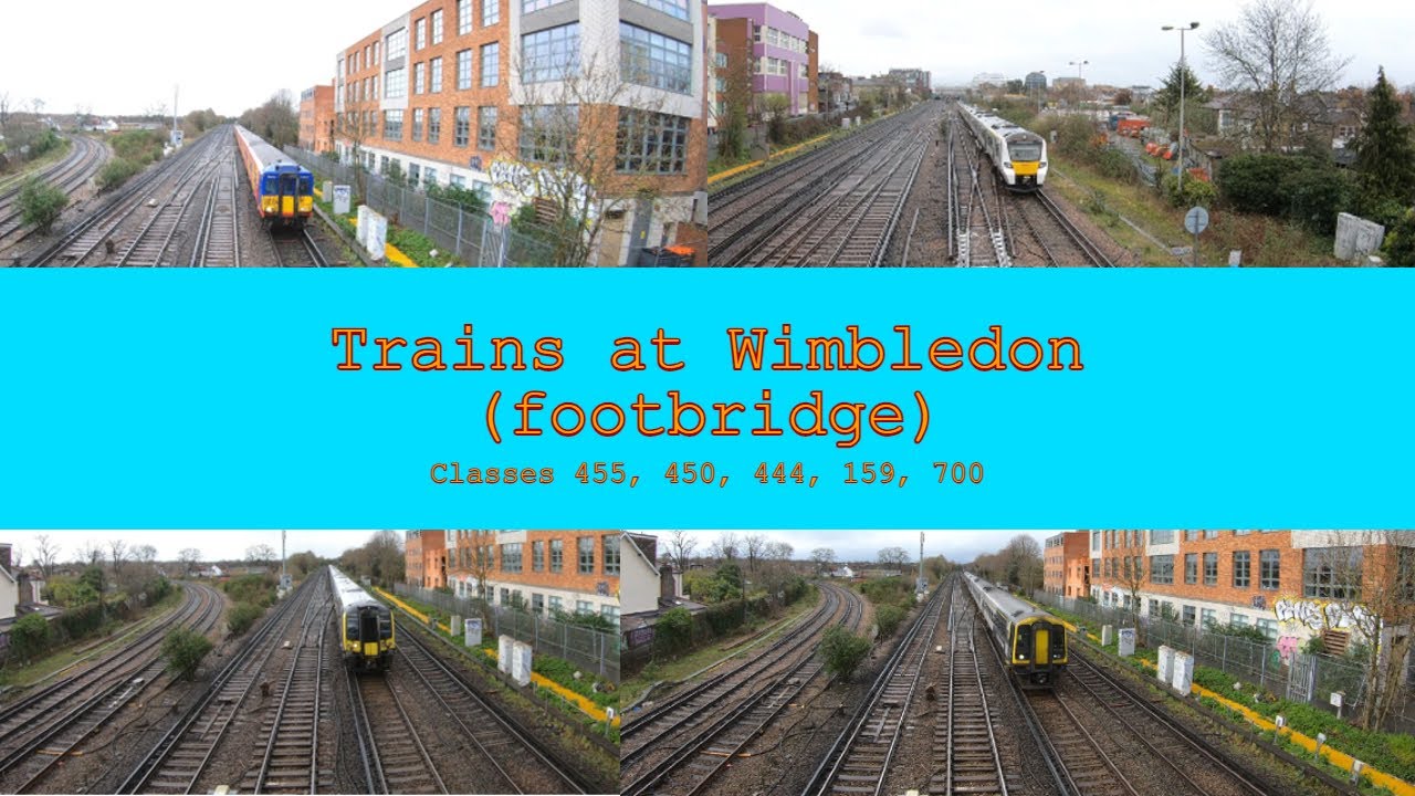Trains at Wimbledon footbridge | classes 455, 444, 450, 700, 159
