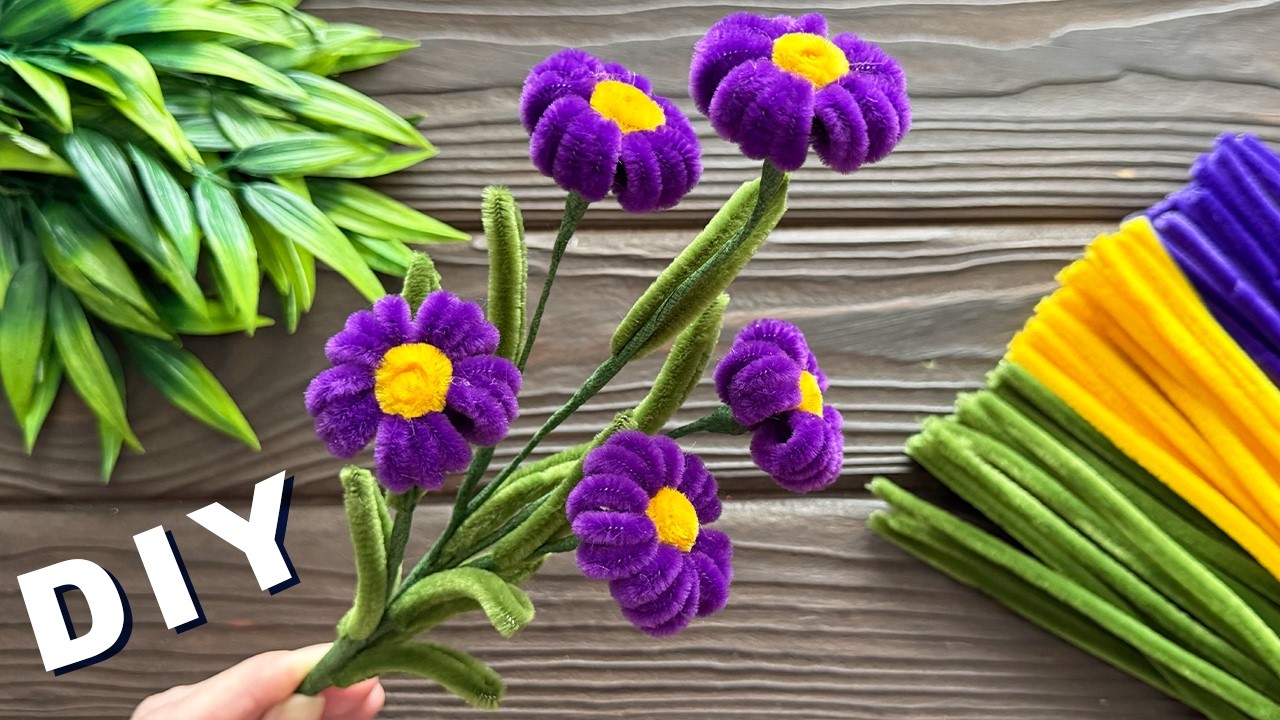 How to make Flowers from Chenille Stems Pipe Cleaner DIY Pipe Cleaner Crafts