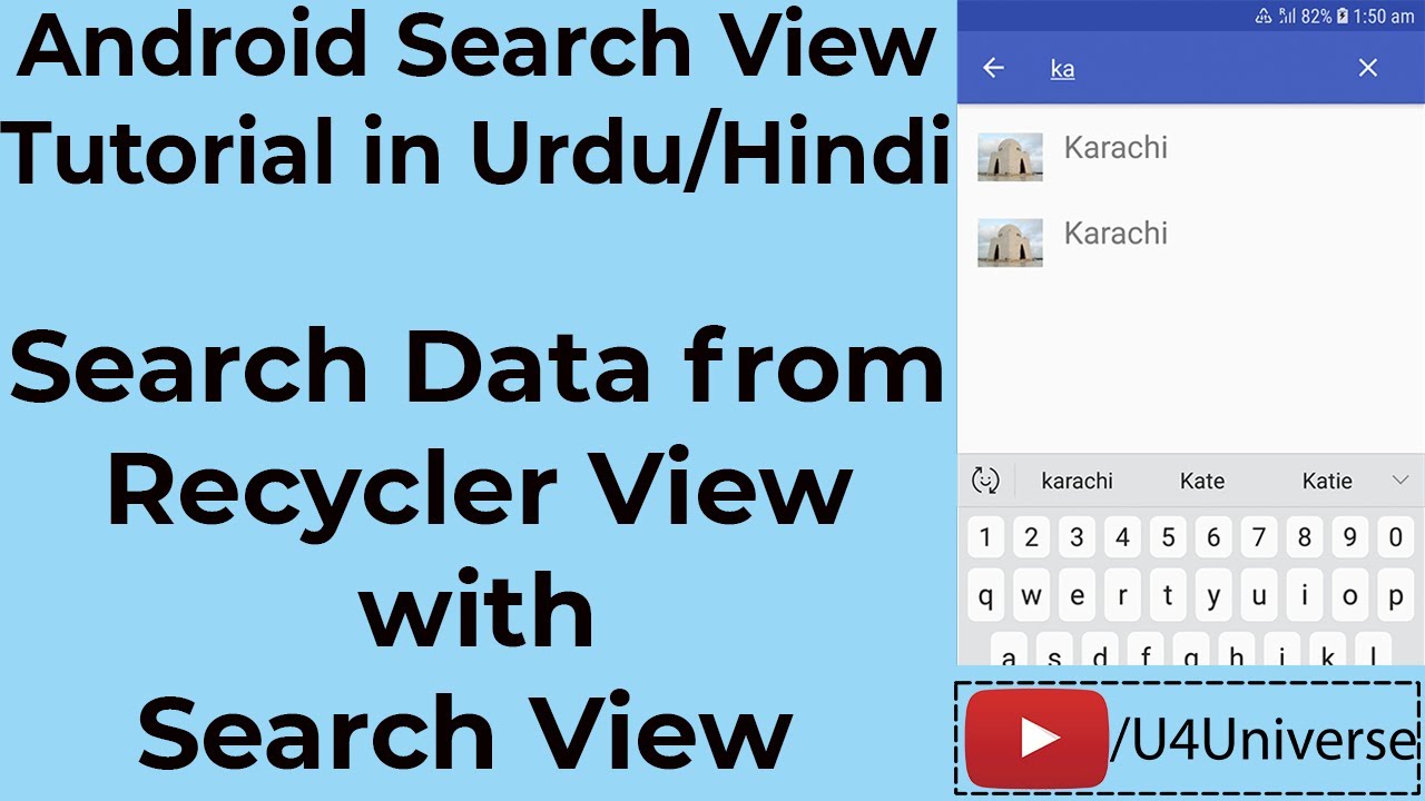 Android SearchView Tutorial | Search Data from RecyclerView with Search View in Android | U4Universe