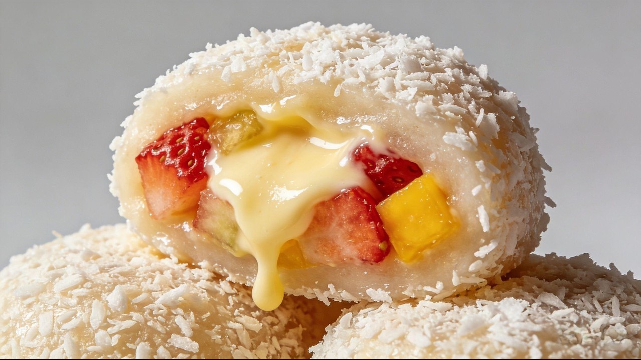 🔥LIVE yummy Fruit Cheese Mochi #satisfyingvideo #streetfood #yummy