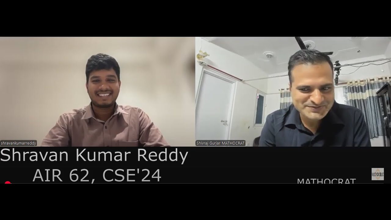 Shravan Kumar Reddy, AIR 62| Mathematics Optional Strategy |Top Math Scorer|IAS Topper'24 #Mathocrat