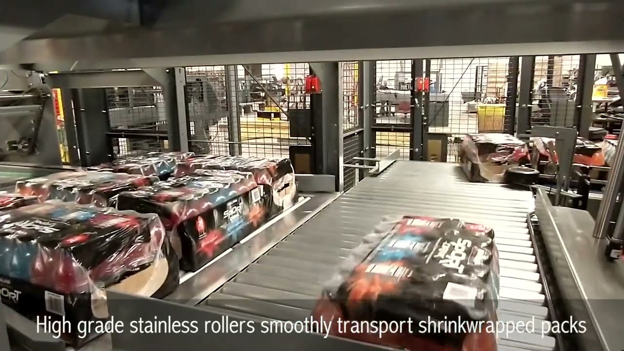 High speed palletizer for shrink-wrapped beverage trays- From A-B-C Packaging